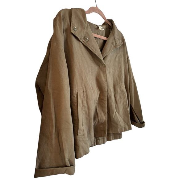 Eileen Fisher Stretch Cotton Hemp Canvas Jacket Green Size Medium Organic Cotton - Picture 2 of 6